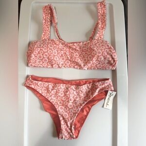Raisins, NWT, size Medium Orange/pink Floral Bikini Set